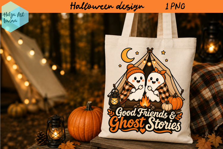 Ghost Camping, Funny Halloween ClipArt PNG