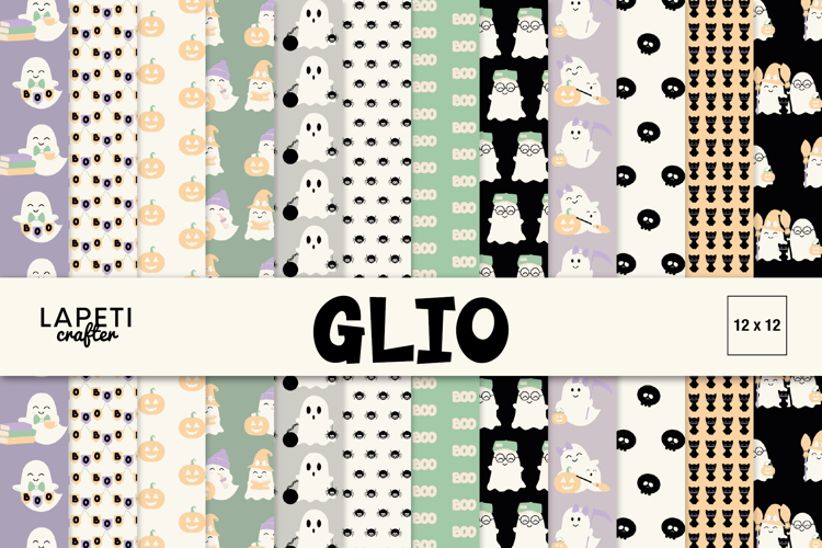 Cute Ghost Digital Papers, Halloween Pastel Patterns