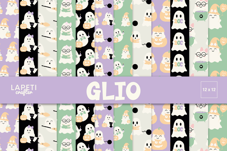 Pastel Ghost Digital Paper, Cute Kawaii Halloween Patterns