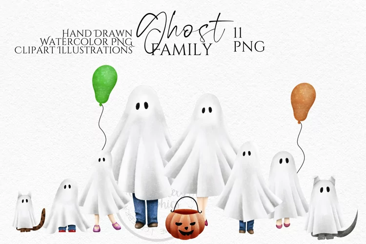 Ghost Family | Watercolor Clipart Png