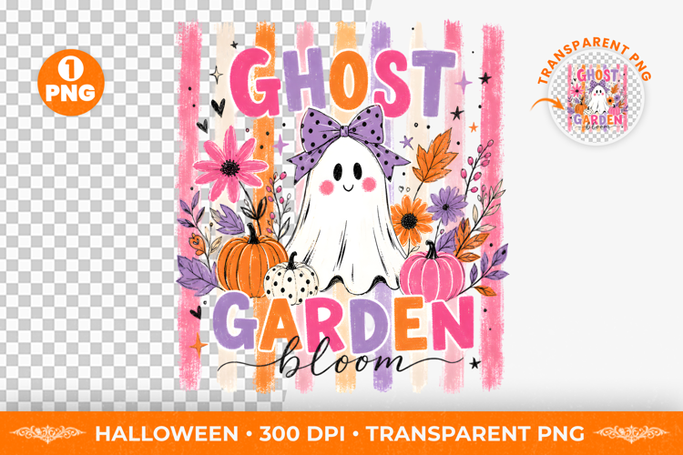 Ghost Garden Brushstroke Halloween T-Shirt Design PNG