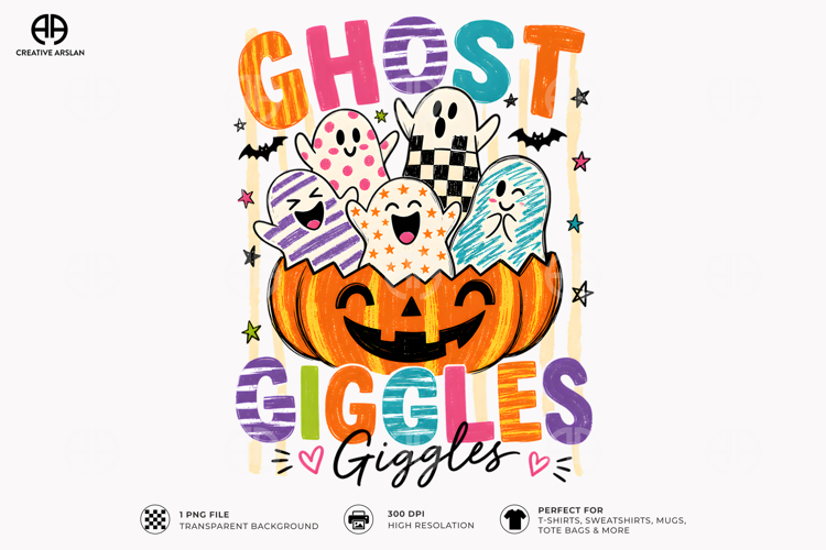 Ghosts Giggles Pumpkin PNG - Funny Ghost Halloween Shirt