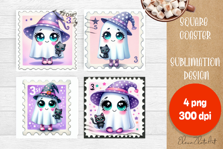 Ghost Halloween Sublimation Coaster | Square Coaster