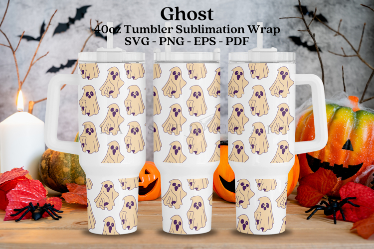 Ghost Halloween 40oz Tumbler Sublimation Wrap