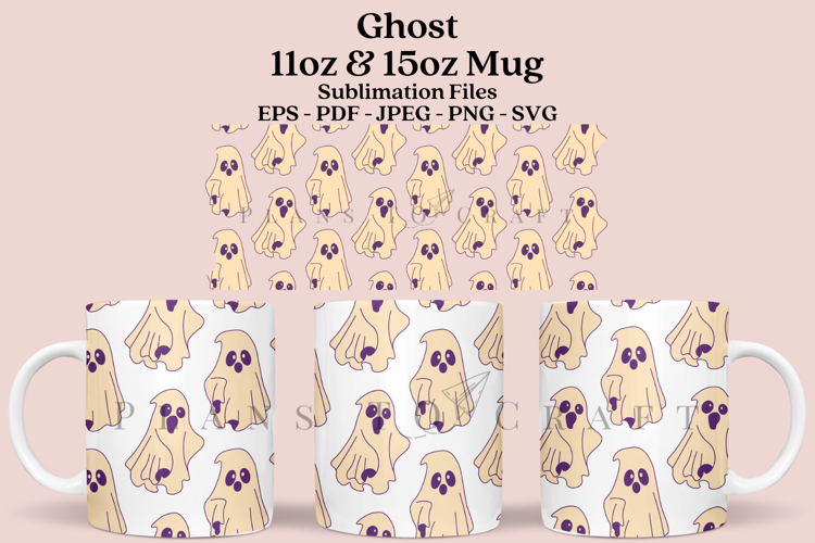 Ghost Halloween 11&15oz Mug Sublimation Wrap