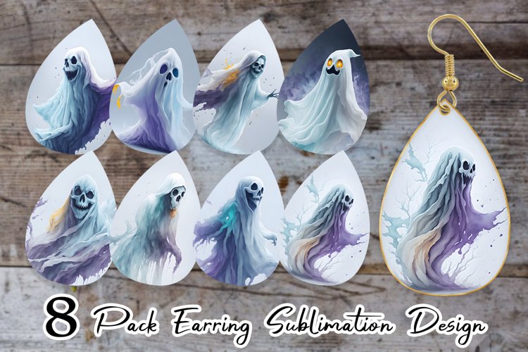 Ghost Halloween Earring teardrop sublimation design