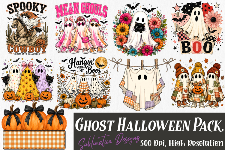 Ghost Halloween PNG Pack,Funny Sublimation Design