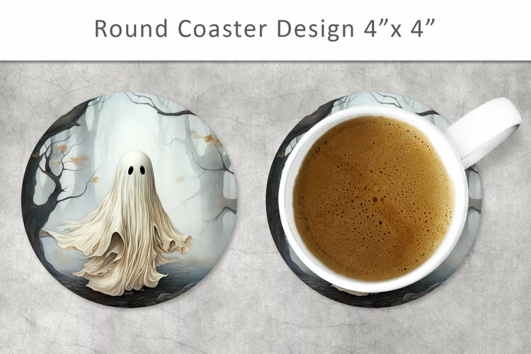 Ghost round coaster, Halloween coaster
