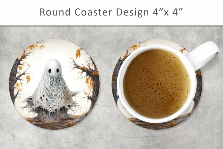 Halloween Ghost Round Coaster, kitchen decor