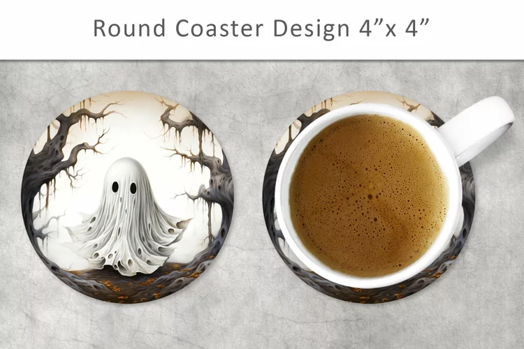 Halloween Round Coaster, ghost kitchen decor