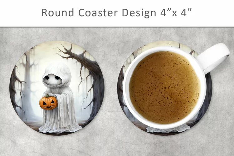 Halloween Ghost Round Coaster, halloween kitchen decor
