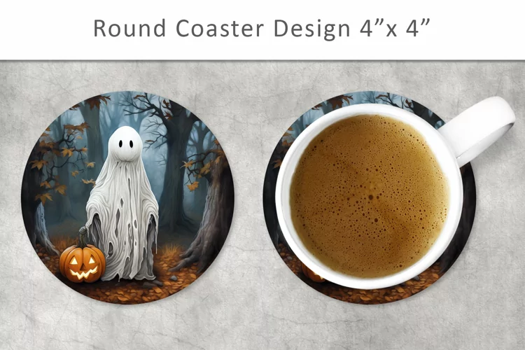 Halloween Ghost Round Coaster, kitchen decor