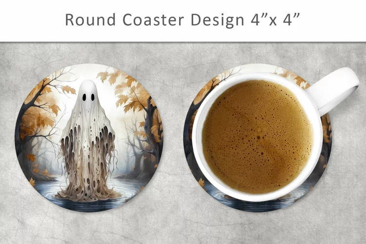 Ghost round coaster, Halloween Ghost coaster