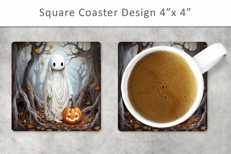 halloween square coaster, kitchen decor