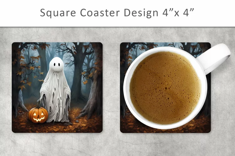 halloween square coaster, halloween kitchen decor