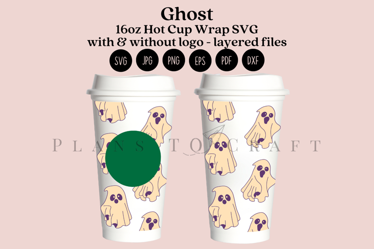 Ghost Halloween 16oz Hot Cup Tumbler Wrap SVG