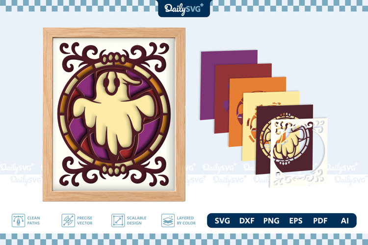 Halloween Vintage Frame Shadow Box SVG Gothic Layered