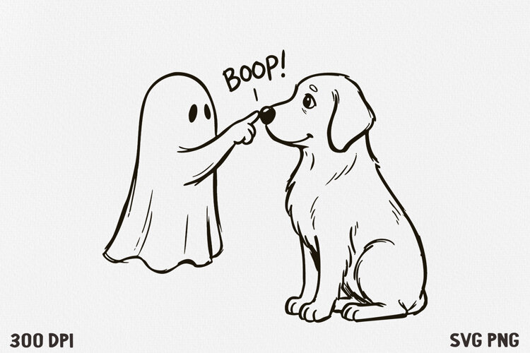 Ghost Boop Dog Halloween SVG PNG example image 1