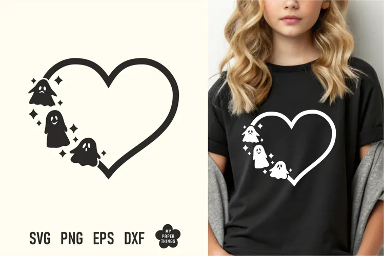 Ghost Heart SVG - Cute Spooky Halloween Cut File