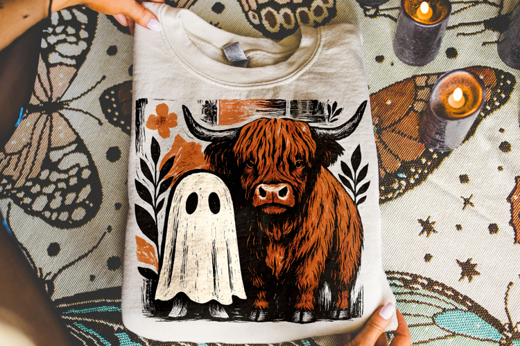 Halloween Highland Cow PNG, Halloween PNG, Cute Cow PNG