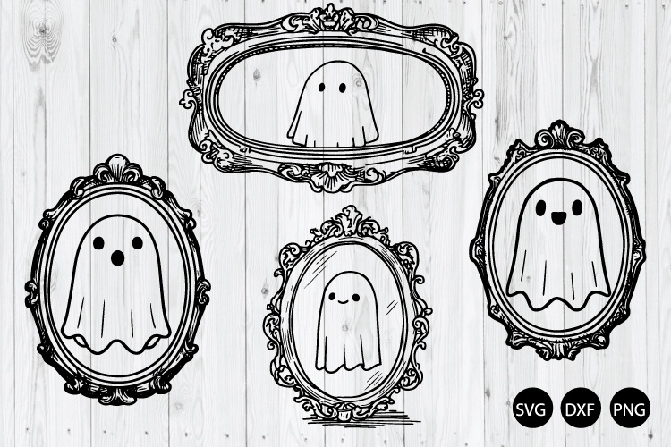 Ghost In Mirror SVG, Ghost Frames SVG, Halloween Scary Frame