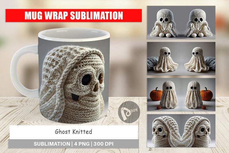 Mug Wrap Design Ghost Knitted
