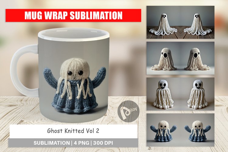 Mug Wrap Design Ghost Knitted