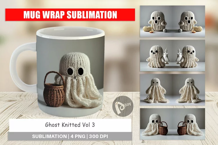 Mug Wrap Design Ghost Knitted