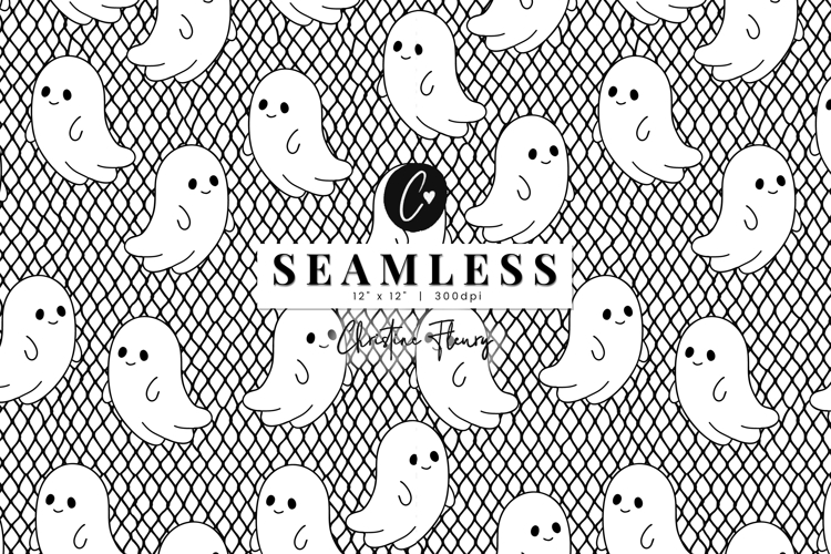 Seamless Ghost Lace Pattern | Halloween PNG