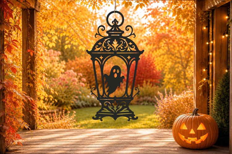 Ghost Lantern Halloween SVG Laser Cut Ornament