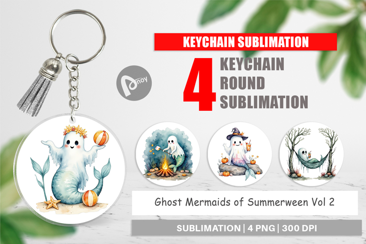 Keychain Summerween Ghost Mermaids