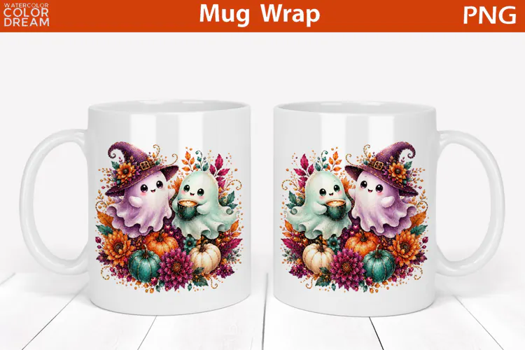 Cute Halloween Ghosts | Fall Mug Wrap Sublimation