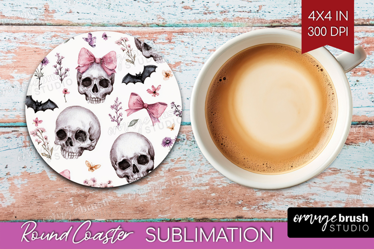 Cute Ghost Round Coaster - Spooky Halloween Coaster PNG
