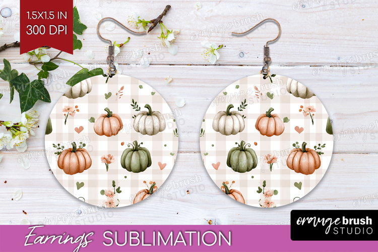 Cute Ghost Round Earrings - Spooky Halloween PNG Sublimation