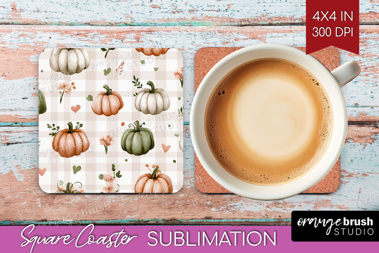 Cute Ghost Square Coaster - Spooky Halloween Coaster PNG
