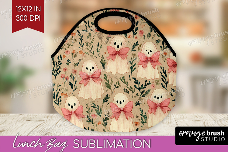 Cute Ghost Lunch Bag - Spooky Halloween Lunch Bug PNG