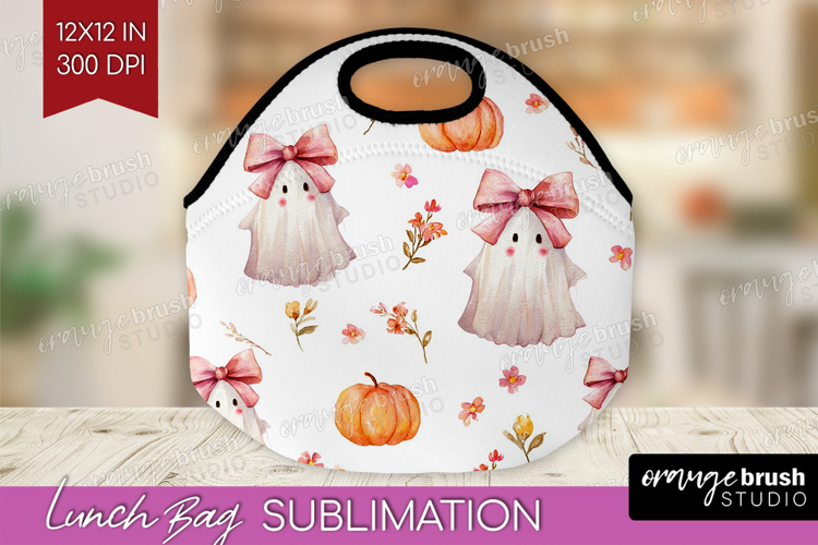 Cute Ghost Lunch Bag - Spooky Halloween Lunch Bug PNG example image 1