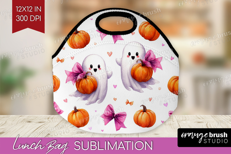 Cute Ghost Lunch Bag - Spooky Halloween Lunch Bug PNG