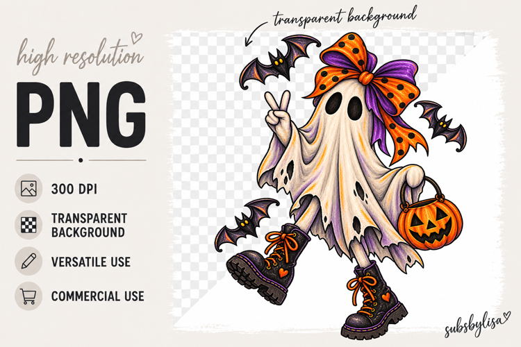 Quirky Ghost Halloween Clipart PNG