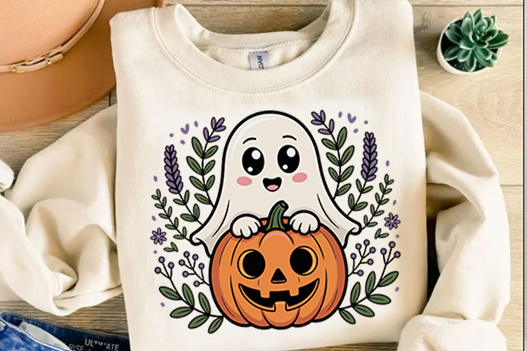 Ghost Pumpkin Floral PNG Designs