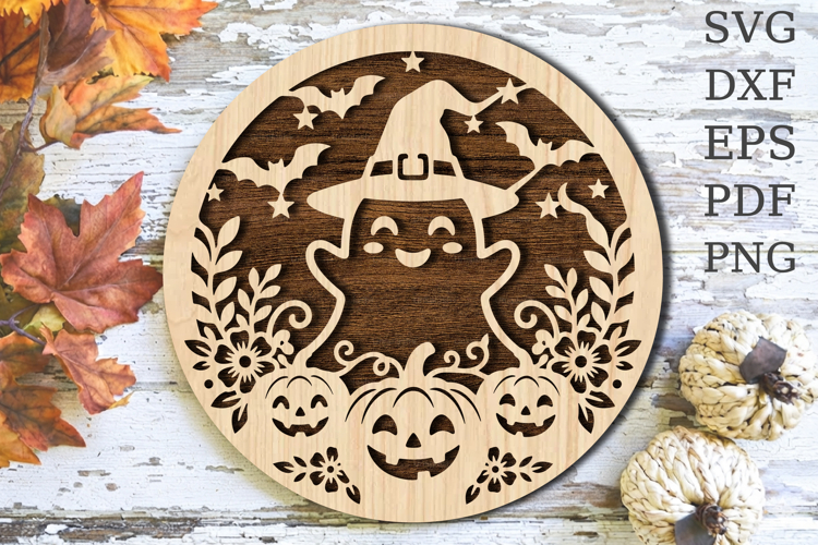 Ghost Pumpkin Halloween Laser Cut SVG