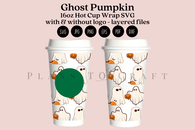Ghost Pumpkin Halloween 16oz Hot Cup Tumbler Wrap SVG