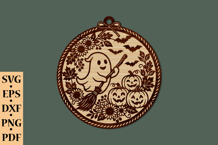 Ghost Pumpkin Laser Cut Ornament SVG