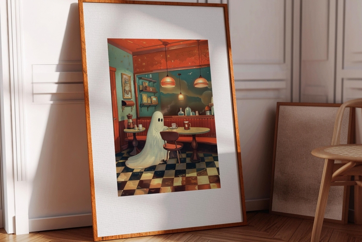Ghost Coffe Print - Halloween Wall Decor