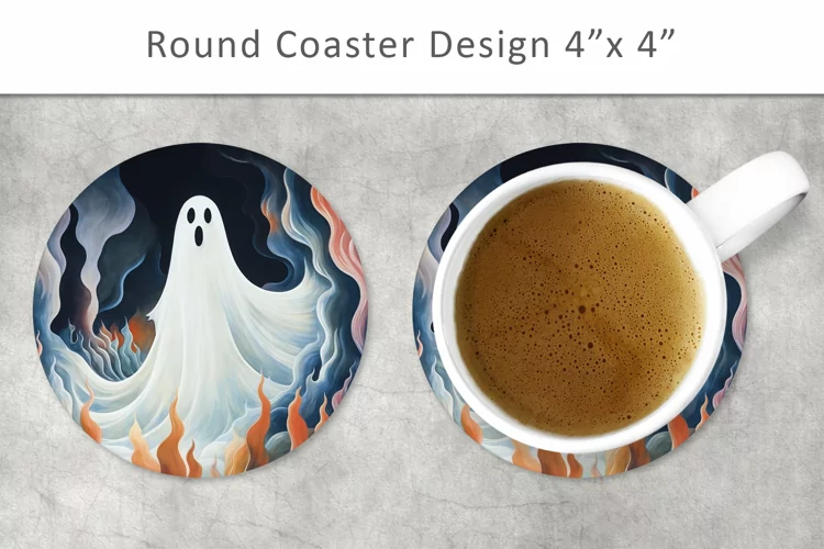 Halloween Ghost Round Coaster, kitchen decor