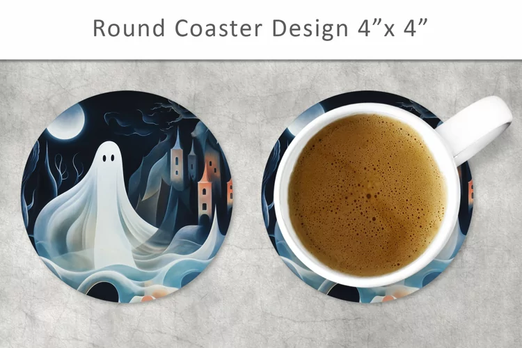 Ghost round coaster, Halloween Ghost coaster