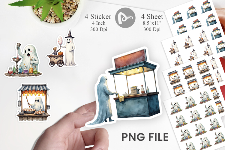 Ghost Food Stalls Sticker example image 1