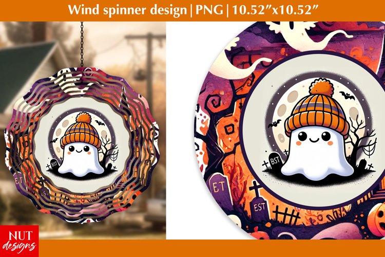 Cute ghost wind spinner, Halloween wind spinner sublimation