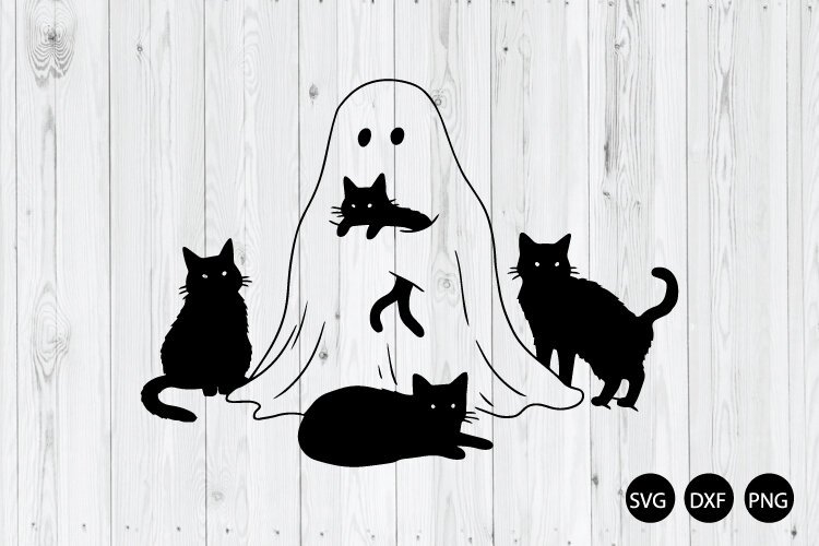 Ghost and Black Cat SVG, Halloween SVG, Boo SVG example image 1