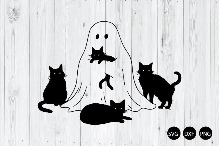 Ghost and Black Cat SVG, Halloween SVG, Boo SVG